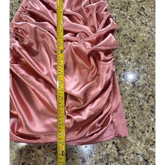 NWT Ruched Blush Satin Mini Slip Dress SZ 10 Tall Elegant Coquette Office Siren - Picture 16 of 16